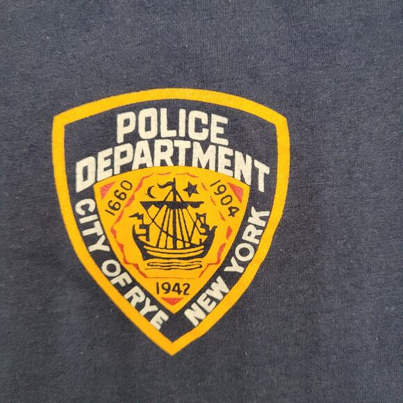 Vintage 90s Police Department NY Shirt XL 21x26 Navy-Blue USA - Picture 6 of 12